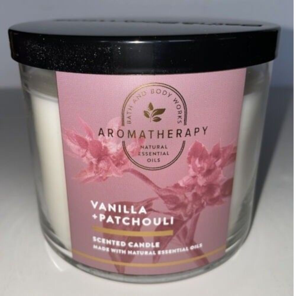 Bath & Body Works 3 Wick Candle VANILLA & PATCHOULI Aromatherapy